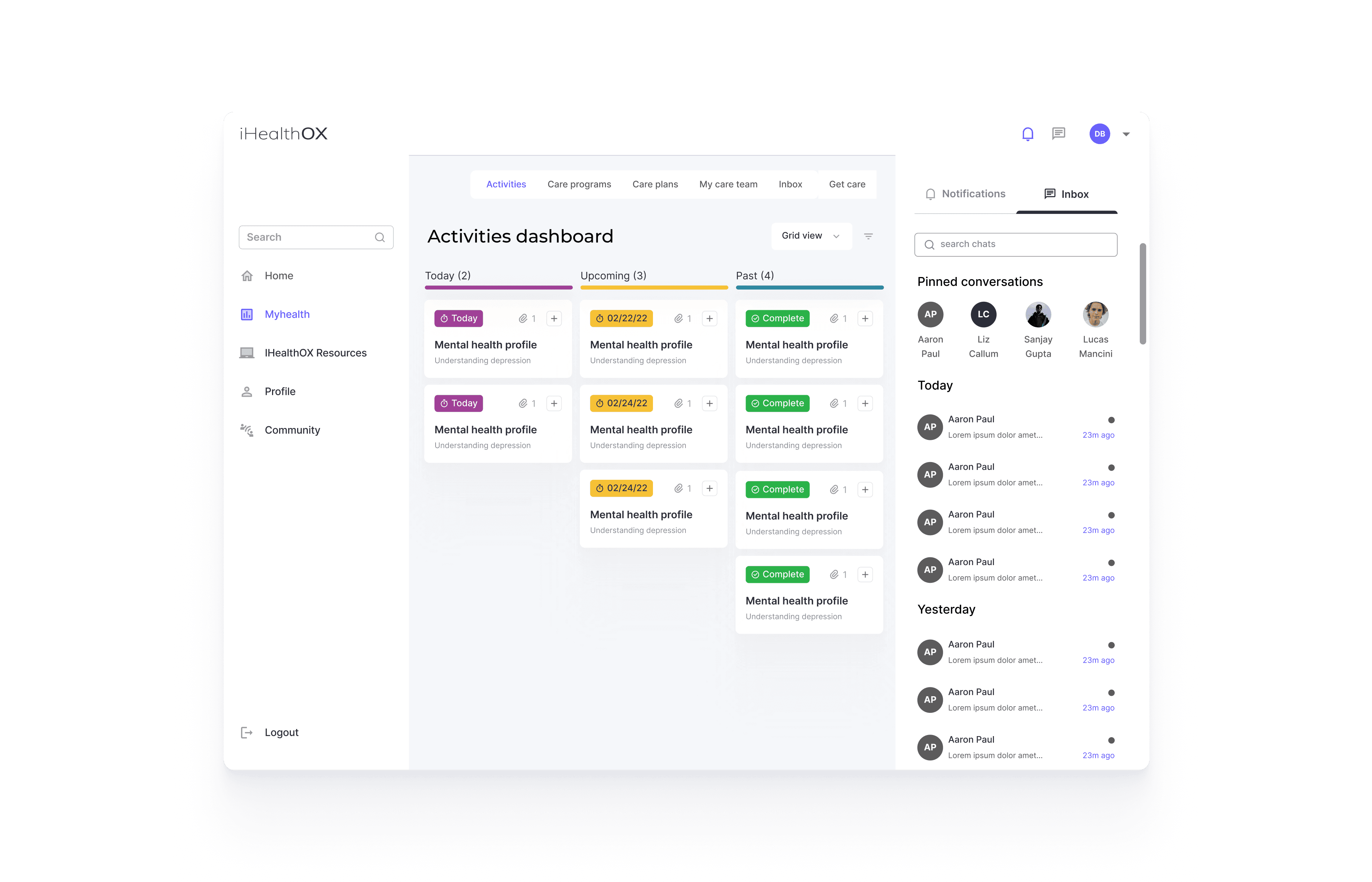 iHealth Activities Dashboard